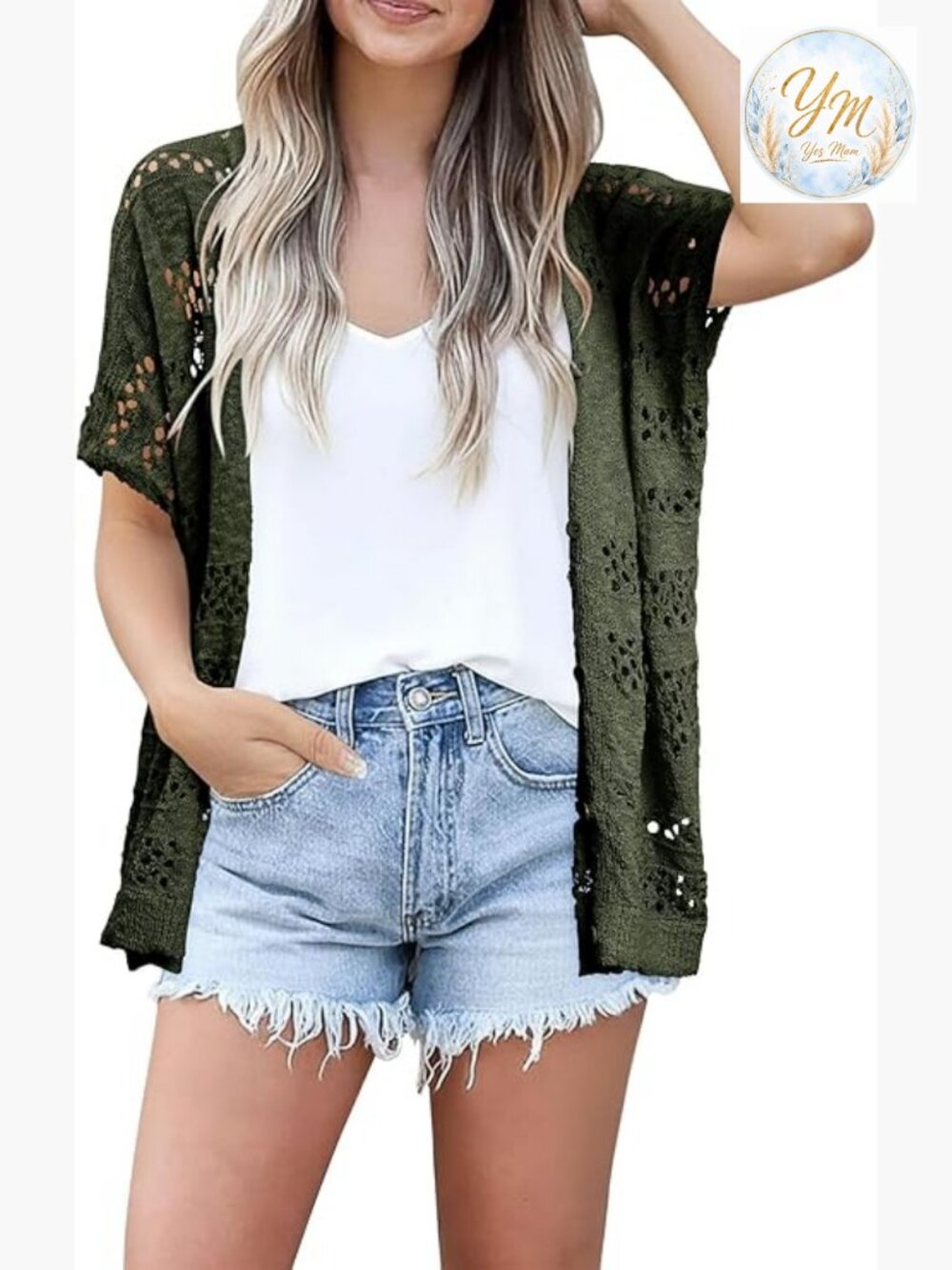 Crochet Short Sleeve Cardigan Knit Open Front Summer Sweater Beach Cover Up